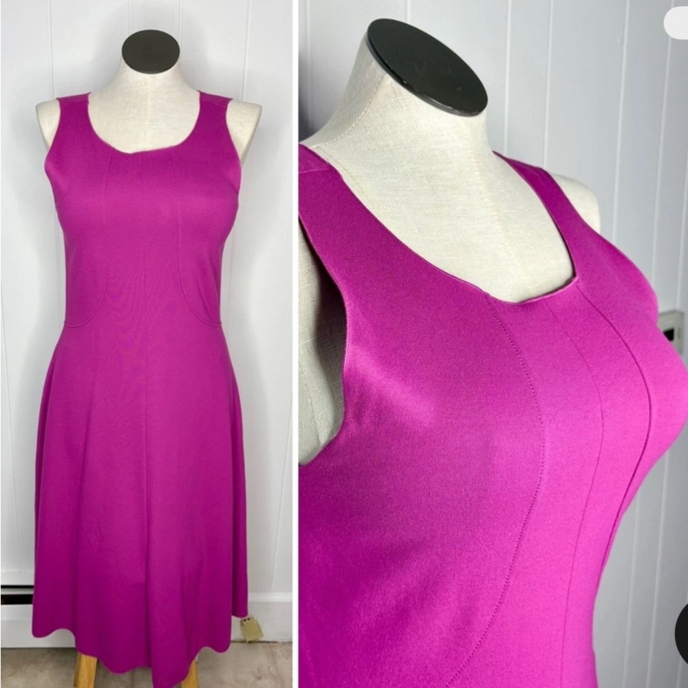 Armani Collezioni Pink Midi Sheath Dress Sleeveless Scoop Neck